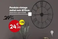 Maxi Bazar Pendule vintage métal noir Offres et Promotions