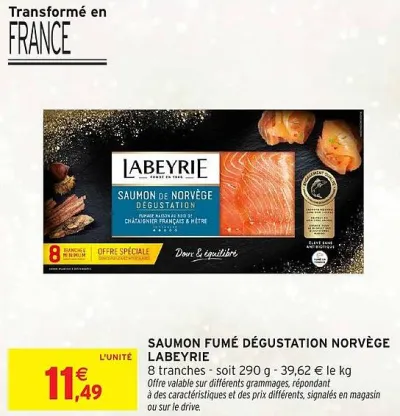 Intermarché LABEYRIE Saumon fumé dégustation norvège 290 g Offres et Promotions