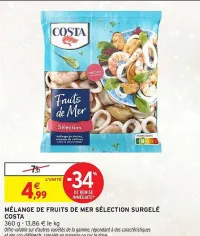 Intermarché COSTA Mélange de fruits de mer sélection surgelé 360 g Offres et Promotions