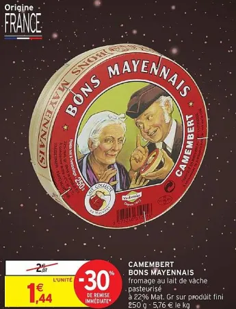 Intermarché BONS MAYENNAIS Camembert 250 g Offres et Promotions