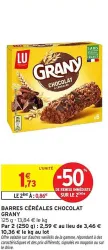 Intermarché GRANY Barres céréales chocolat 125 g Offres et Promotions