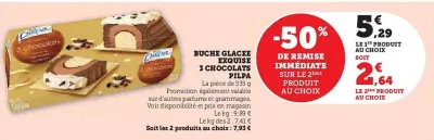 Hyper U Pilpa - buche glacee exquise 3 chocolats Offres et Promotions