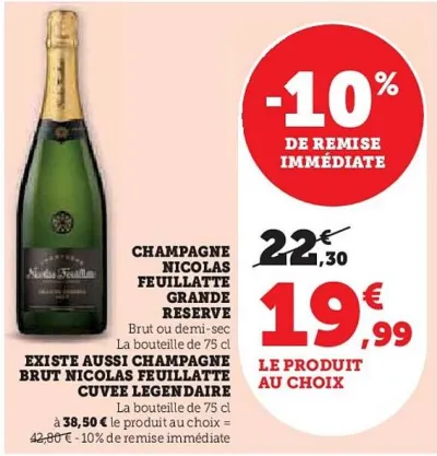 Hyper U Nicolas feuillatte - champagne grande reserve Offres et Promotions