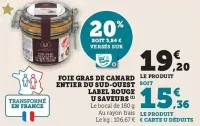 Hyper U U - foie gras de canard entier du sud-ouest label rouge saveurs Offres et Promotions