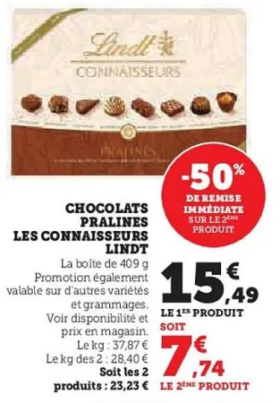 Hyper U Lindt - chocolats pralines les connaisseurs Offres et Promotions