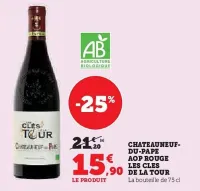 Hyper U Les cles de la tour - chateauneuf du-pape aop rouge Offres et Promotions