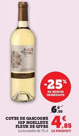 Hyper U Fleur de givre - cotes de gascogne igp moelleux Offres et Promotions