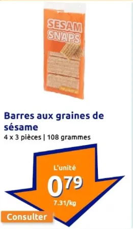 Action Barres aux graines de sésame Offres et Promotions