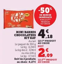 Hyper U Kit kat - mini barres chocolatees Offres et Promotions