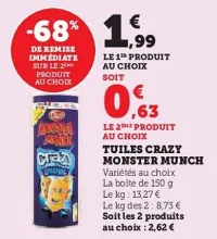 Hyper U Monster munch - tuiles crazy Offres et Promotions