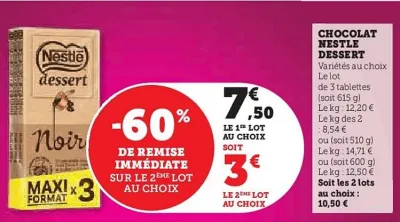 Hyper U Nestlé - chocolat dessert Offres et Promotions