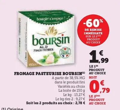 Hyper U Boursin - fromage pasteurise Offres et Promotions