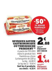 Hyper U Président - beurrier saveur gastronomique ou tendissime Offres et Promotions