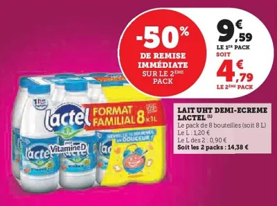 Hyper U Lactel - lait uht demi-ecreme Offres et Promotions