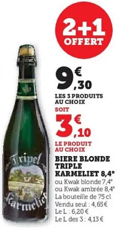 Hyper U Tripel karmeliet - biere blonde 8,4° Offres et Promotions