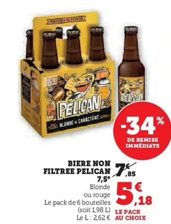 Hyper U Pelican - biere non filtree 7,5° Offres et Promotions