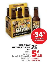 Hyper U Pelican - biere non filtree 7,5° Offres et Promotions