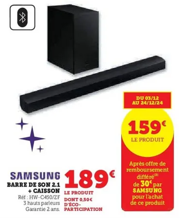 Hyper U SAMSUNG Barre de son 2.1 + caisson Offres et Promotions