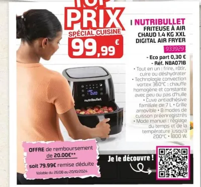 Eureka ma maison FRITEUSE À AIR CHAUD 1.4 KG XXL DIGITAL AIR FRYER Offres et Promotions