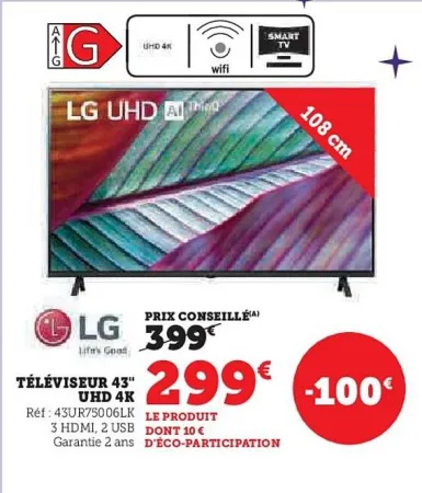 Hyper U LG Téléviseur 43" uhd 4k Offres et Promotions