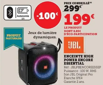 Hyper U JBL Enceinte high power encore essential Offres et Promotions