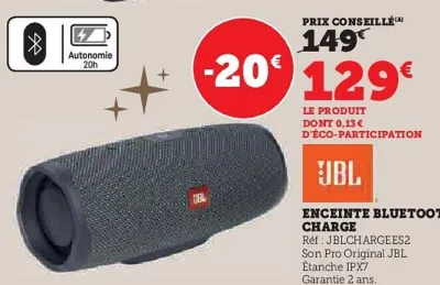 Hyper U JBL Enceinte bluetooth charge Offres et Promotions