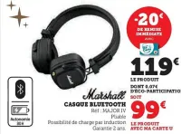 Hyper U MARSHALL Casque bluetooth Offres et Promotions