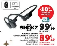 Hyper U Casque sport conduction osseuse Offres et Promotions