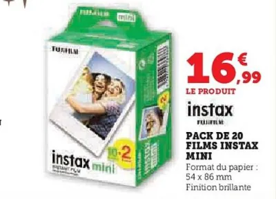 Hyper U INSTAX Pack de 20 films instax mini Offres et Promotions