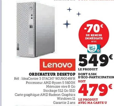 Hyper U LENOVO Ordinateur desktop Offres et Promotions