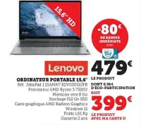 Hyper U LENOVO Ordinateur portable 15,6 Offres et Promotions