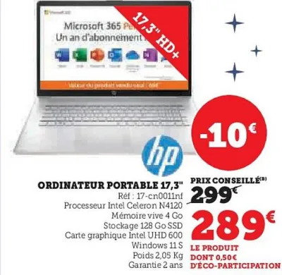 Hyper U HP Ordinateur portable 17,3" Offres et Promotions