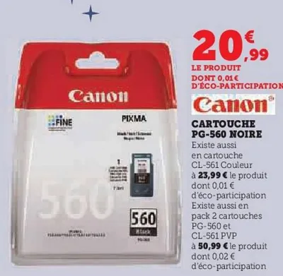 Hyper U CANON Cartouche pg-560 noire Offres et Promotions