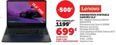 Hyper U Ordinateur portable gaming 15,6" Offres et Promotions