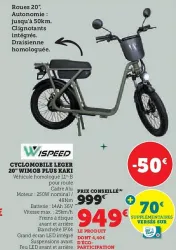 Hyper U Cyclomobile leger 20" wimob plus kaki Offres et Promotions