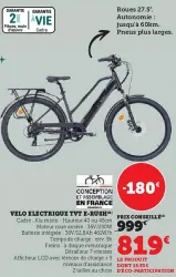 Hyper U Velo electrique tvt e-rush Offres et Promotions