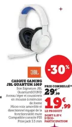 Hyper U JBL Casque gaming jbl quantum 100p Offres et Promotions