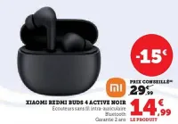 Hyper U REDMI Xiaomi buds 4 active noir Offres et Promotions