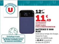 Hyper U Batterie u 5000 mah Offres et Promotions