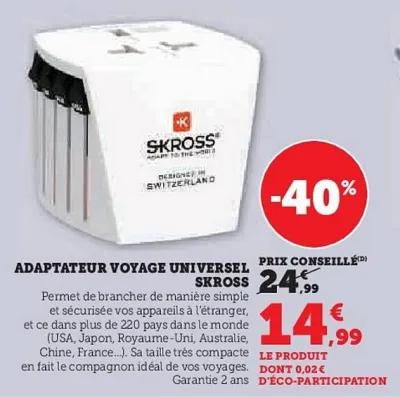 Hyper U SKROSS Adaptateur voyage universel Offres et Promotions