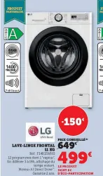 Hyper U LG Lave-linge frontal 11 kg Offres et Promotions