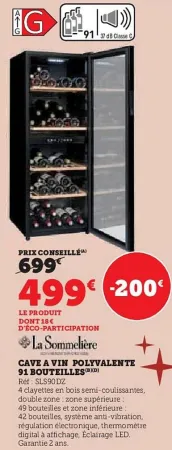 Hyper U Cave a vin polyvalente 91 bouteilles Offres et Promotions