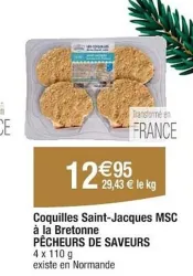 Cora PÊCHEURS DE SAVEURS Coquilles Saint-Jacques MSC à la Bretonne 4 x 110 g Offres et Promotions