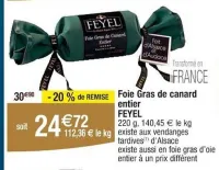 Cora FEYEL Foie Gras de canard entier 220 g Offres et Promotions