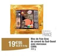 Cora CORA Bloc de foie gras de canard du Sud-Ouest avec morceaux 300 g Offres et Promotions