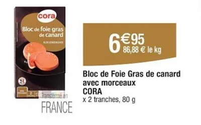 Cora CORA Bloc de Foie Gras de canard avec morceaux 80 g Offres et Promotions