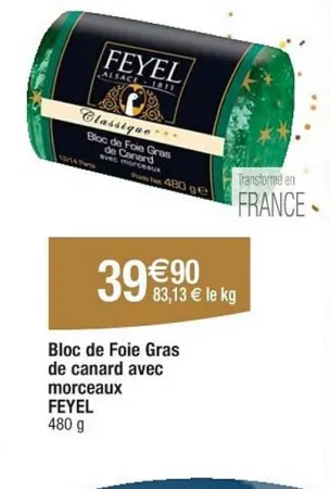 Cora FEYEL Bloc de Foie Gras de Canard avec morceaux 480 g Offres et Promotions