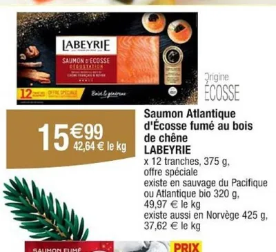 Cora LABEYRIE Saumon Atlantique d'Écosse fumé au bois de chêne Offres et Promotions