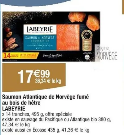 Cora LABEYRIE Saumon Atlantique de Norvège fumé au bois de hêtre Offres et Promotions