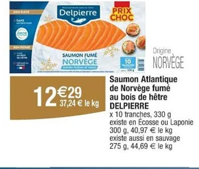 Cora Saumon Atlantique de Norvège fumé au bois de hêtre Offres et Promotions